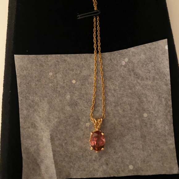 14KT PINK ZIRCON PENDANT NECKLACE W/ 18" 14KT CHAIN YG BEN BRIDGE JEWELRY - Picture 6 of 7